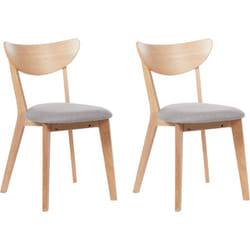 Lot de 2 Chaises de Salle à Manger en Bois d'Hévéa Clair et Polyester Gris Erie