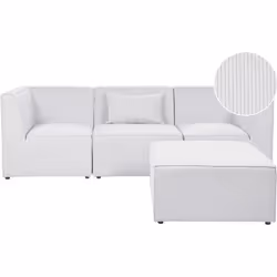 Canapé modulable composé de 3 sièges et pouf ottoman. Sublimez votre salon avec ce canapé 3 places au design moderne. Fabriqu ...
