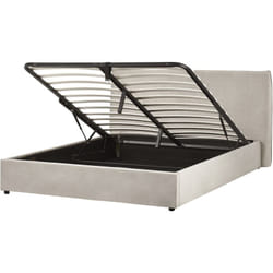 Beliani - Lit Rembourré Glamour avec Rangement 160 x 200 cm en Velours Taupe Lavaur