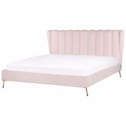 Lit double en velours avec port USB 180 x 200 cm rose MIRIBEL