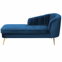 Chaise longue côté droit en velours bleu marine ALLIER