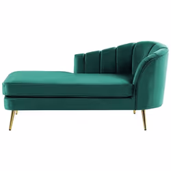 Chaise longue côté droit en velours vert émeraude ALLIER