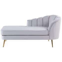 Chaise longue côté droit en velours gris ALLIER