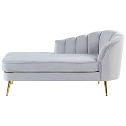 Chaise longue côté droit en velours gris ALLIER