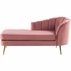 Canapé méridienne en velours rose avec pieds dorés. Cette belle chaise longue est une combinaison parfaite d'un look rétro et ...
