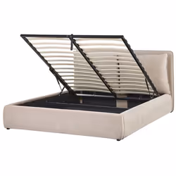 Lit double avec coffre en velours 160 x 200 cm beige BAJONNA