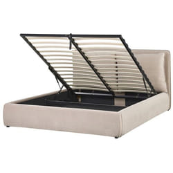Lit double avec coffre en velours 160 x 200 cm beige BAJONNA