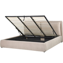 Lit Double Moderne avec Rangement 180 x 200 cm en Velours Beige Bajonna