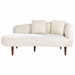 Chaise longue côté droit en velours blanc crème CHAUMONT
