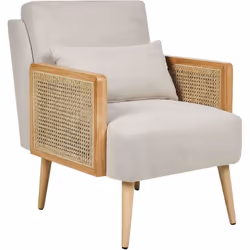Fauteuil avec accoudoirs tressés en rotin. Découvrez le charme de ce fauteuil à la fabrication méticuleuse et sophistiquée. P ...