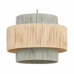Lampe suspension en papier teinte naturel et vert PALBRA