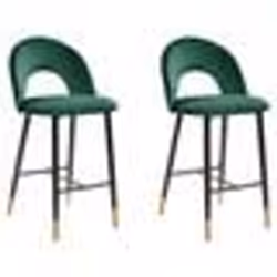 Lot de 2 chaises de bar en velours vert émeraude FALTON