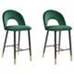 Lot de 2 chaises de bar en velours vert émeraude FALTON