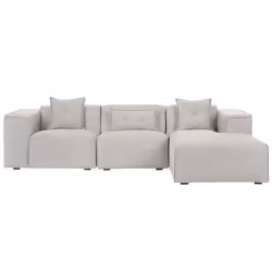 Canapé angle à gauche en tissu beige clair 3 places DOLVA
