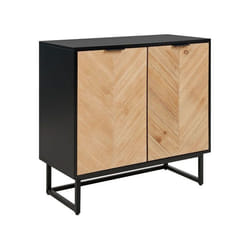 Commode à 2 portes effet bois clair et noir ALASKA