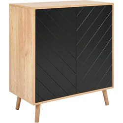 Buffet 2 Portes mdf et Placage Effet Bois Clair et Noir Rangement Chambre Bristow