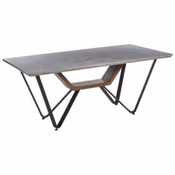 Table de salle à manger effet béton et noir 180 x 90 cm BANDURA