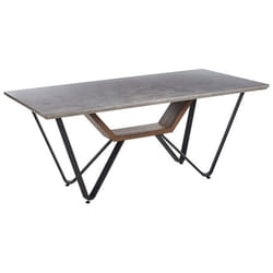 Table de salle à manger effet béton et noir 180 x 90 cm BANDURA