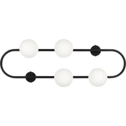 Lampe Applique Murale Moderne avec 4 Lumières en Métal et Verre Noir Yango