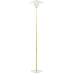 Lampadaire en Bois à Abat-Jour Conique Blanc Moderne pour Salon Etude Moppy
