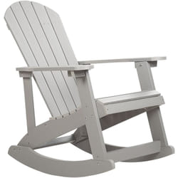 Fauteuil Bascule de Jardin à Lattes en Bois Synthétique Gris Clair Adirondack