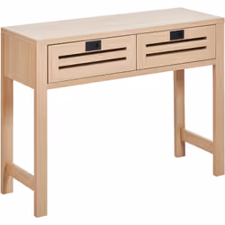 Sellette à 2 tiroirs. Fabriqué à partir de panneaux de particules de bois durables, ce meuble présente un ton de bois clair c ...