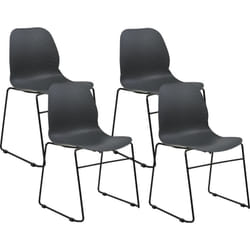 Lot de 4 Chaises de Conférence et Chaises de Repas Empilables Sans Accoudoirs Design Moderne avec Pieds en Acier et Plastique Gris Foncé Panora