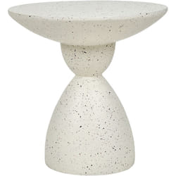 Table d'Appoint Effet Terrazzo Forme Contournée Ronde 52 cm Résistant Blanc Cassé Caffi