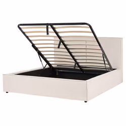 Lit avec coffre en tissu beige 160 x 200 cm MOISSAC