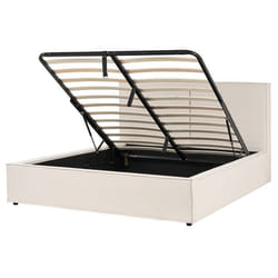 Lit avec coffre en tissu beige 160 x 200 cm MOISSAC