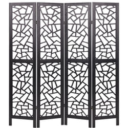 Beliani - Paravent à 4 Panneaux Pliants en Bois de Paulownia Ton Noir 170 x 163 cm Pianlargo