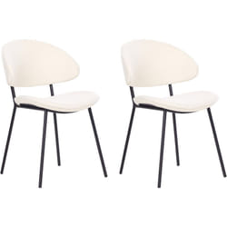 Lot de 2 Chaises en Tissu Crème Sans Accoudoirs et Dossier Courbe Cuisine Kiana