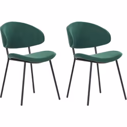 2 chaises de cuisine à dossier incurvé. Cette chaise de salle à manger moderne présente un design épuré et minimaliste, avec  ...