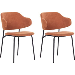 Beliani - Lot de 2 Chaises en Tissu Orange Sans Accoudoirs et Dossier Courbe Cuisine Kenai