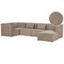 Canapé dangle côté droit modulable 5 places en velours côtelé taupe avec ottoman LEMVIG
