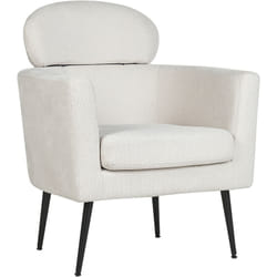 Beliani - Fauteuil Tissu Blanc à Dossier Droit et Pieds Noirs Obliques Salon Design Soby