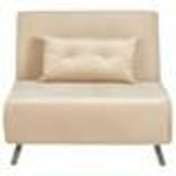 Canapé convertible 1 place en velours beige FARRIS