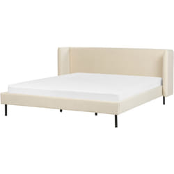 Beliani - Lit Double en Velours Beige 180 x 200 cm Sommier à Lattes de Style Elégant Arette