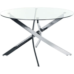 Beliani - Table de Repas Ronde Plateau en Verre Trempé et Pieds Argent 120 cm Maramo