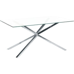 Beliani - Table de Repas Rectangulaire Verre Trempé et Pieds Argentés 160 x 90 cm Cora