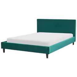 Lit double en tissu vert foncé 140 x 200 cm FITOU