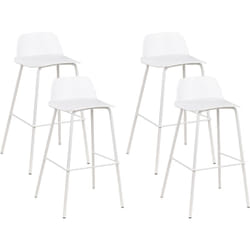 Beliani - Lot 4 Tabourets de Bar Modernes Siège en Plastique Synthétique Blanc Pieds en Métal Chaises de Cuisine Mora