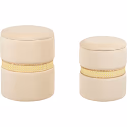 Rangement de salon polyvalent. Cet ensemble de deux poufs rehausse l'esthétique de votre intérieur. Recouverts d'un tissu en  ...