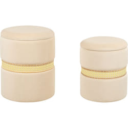 Beliani - Poufs Coffre en Velours Beige Rangement Salon Assise Supplémentaire Lot de 2 Medford