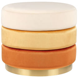 Pouf en Velours Orange Assise Supplémentaire de Salon Repose-Pieds Glamour Louin