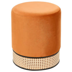 Beliani - Pouf en Velours Orange Assise Supplémentaire de Salon Repose-Pieds Glamour Yankton