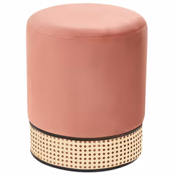 Repose-pieds glamour. Donnez à votre intérieur une touche glamour avec cet élégant pouf en velours. Sa forme ronde et sa surf ...