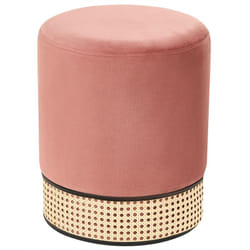 Pouf en Velours Rose Assise Supplémentaire de Salon Repose-Pieds Glamour Yankton