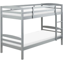 Lit Superposé Bois de Pin Gris et Echelle 90 x 200 cm Design Scandinave Regat