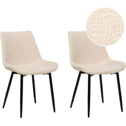 Lot de 2 Chaises de Salle à Manger Modernes avec Accoudoirs Dossier Haut Assise Rembourrage Touffeté en Tissu Bouclé Beige Avilla